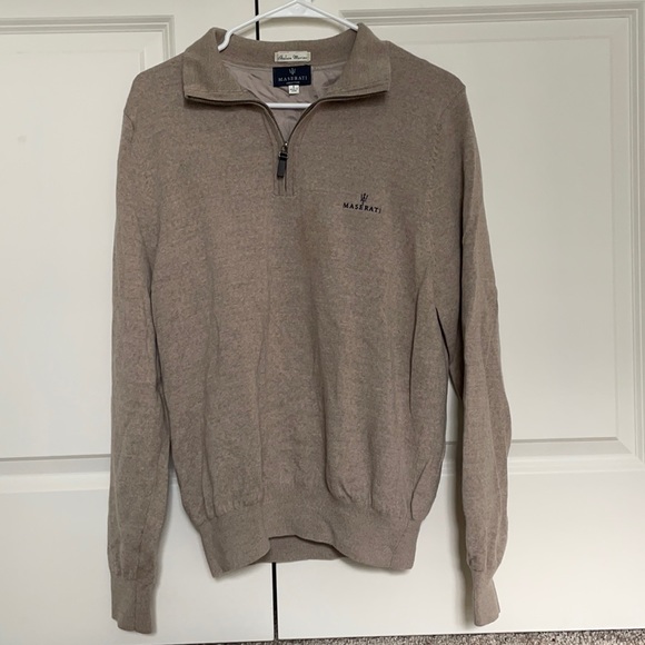Brand New 3 quarter zip OEM Factory Beige Maserati Sweater - Picture 1 of 3